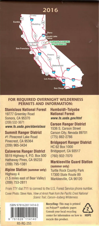 Map: Carson-Iceberg Wilderness CA - Image 3