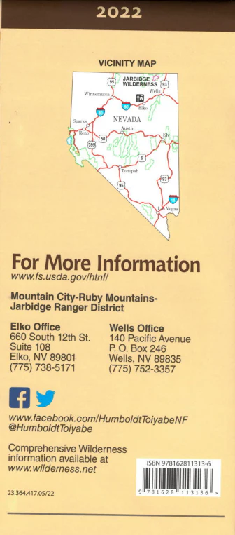 Map: Jarbidge Wilderness NV - Humboldt-Toiyabe NF - Image 2